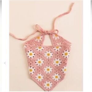 New Anthropologie-Janae Crochet Floral
Head Scarf pink‎ Daisy new boho